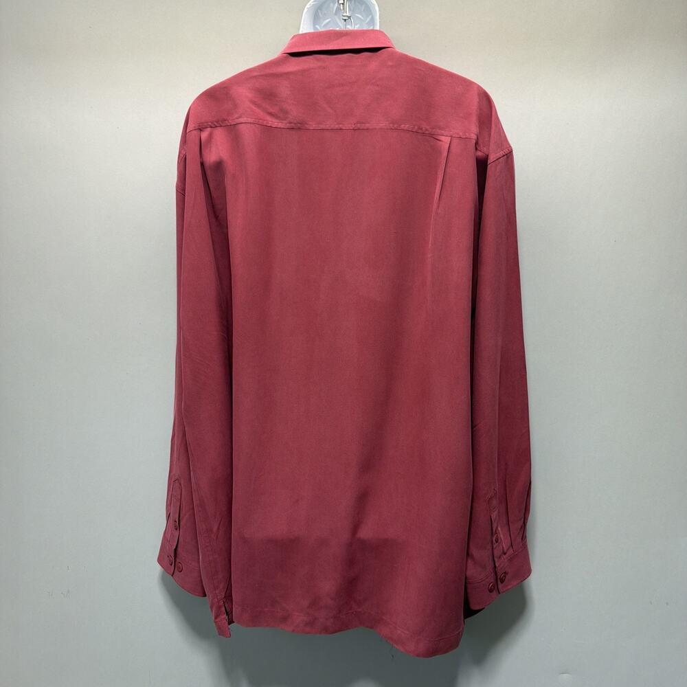Tulliano Men’s XXXL 100% Silk Camp Shirt Wine Red Button Front Retro Lounge NWT - Picture 5 of 8